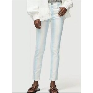 FRAME Le High Skinny Crop Stripe Jeans Blue & White Ombre Size 26 Waist 27"
